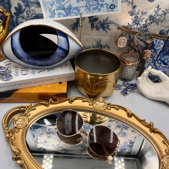 🆕 GUCCI 🧿 NWOT GG1017 Light Gold Metal Rimmed Round Sunglasses Brown Gradient - Picture 4 of 16